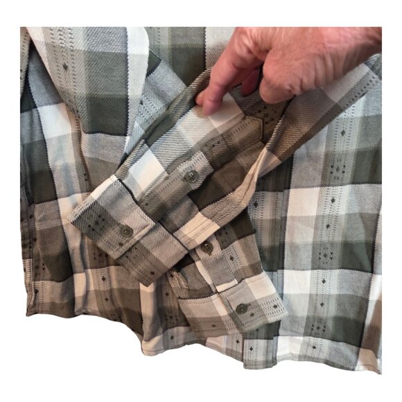 Frye Men's Jacquard Flannel Shirt Button Down Plaid Multicolor Dusky Green Large - Picture 9 of 15